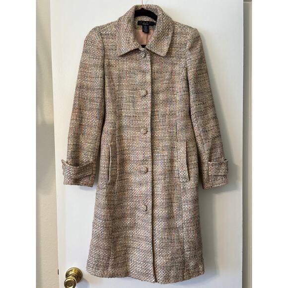 Arden B Tweed Wool Trench Coat - Picture 1 of 6